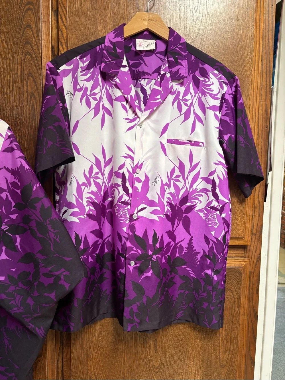 Purple & White Floral Kimono Dress and Matching Mens Shirt. Honeymoon set.